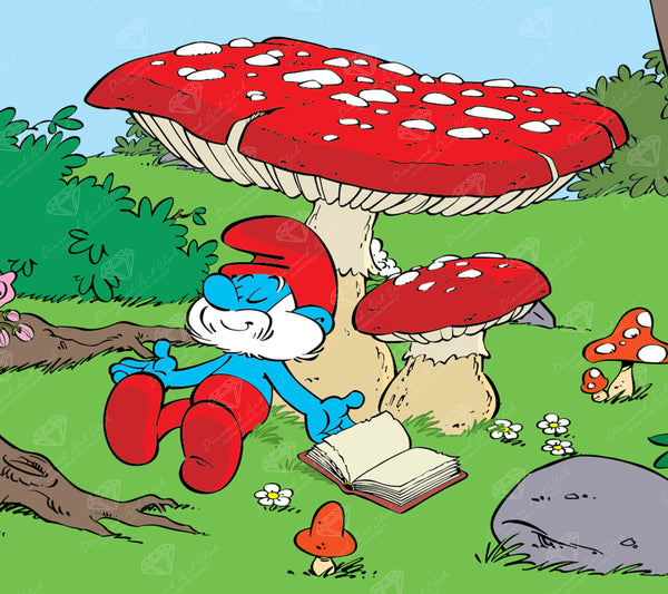 Hand Painted Papa Smurf Mushroom shops Smoking Wall Art