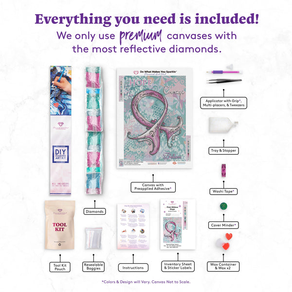 #1 DIY Diamond Art Painting Kit - Pink Ribbon Hope | Diamond Painting Kit | Diamond Art Kits for Adults | Diamond Art Club