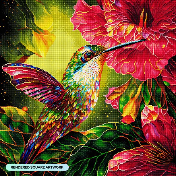 Post Review - Fuschia Hummingbird from Diamond Art Club  store! 