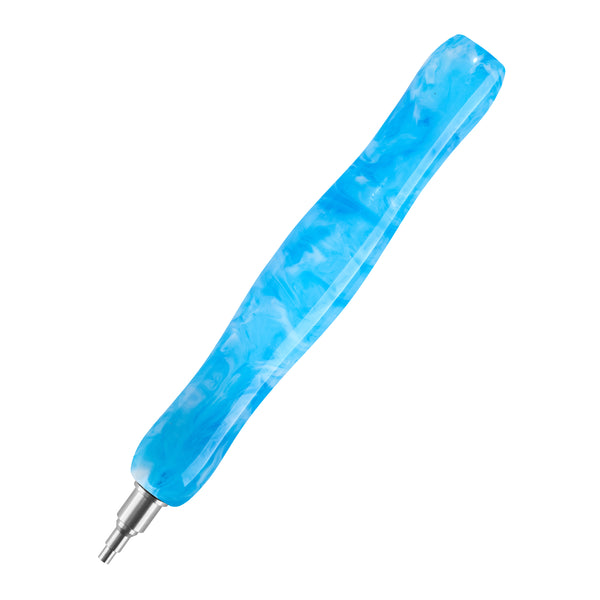 This hefty twist pen in Blue and Black swirled Alumilite with Diamond Dust and outlet Gun Metal plating.