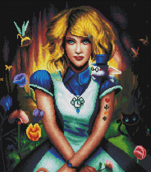 5D DIY Diamond Painting,Alice in Wonderland Poster Diamond Painting Kits  for Adults Full Drill Round Diamond Gem Art Beads Painting for Kids Perfect