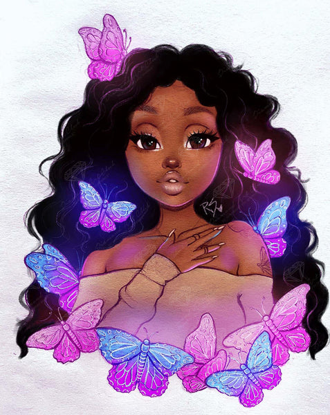 Aesthetic Lady And Butterfly Diamond Painting 
