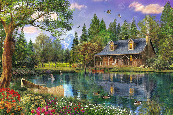 Crystal Art Kit (Large) - Winter Cottage Diamond Painting Kit