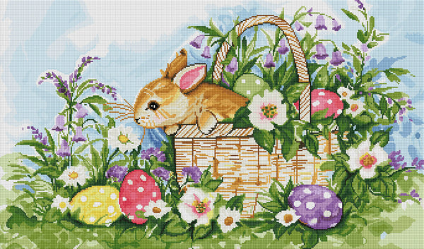 5D Diamond Painting Two Bunny Easter Circle Kit