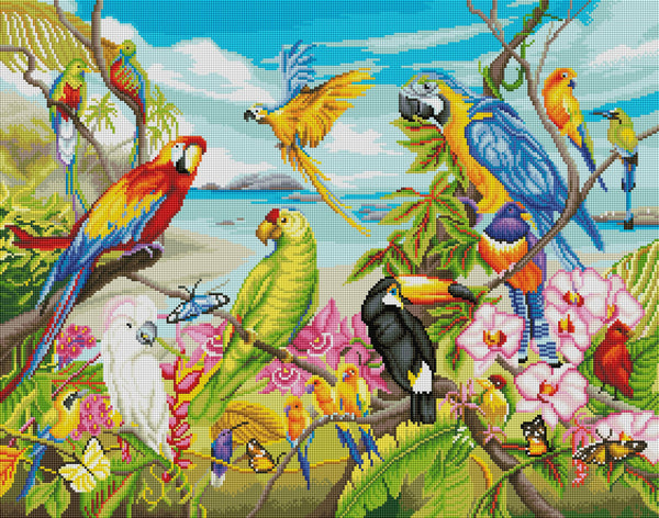 Disney Orange Bird And Parrots - Diamond Paintings 