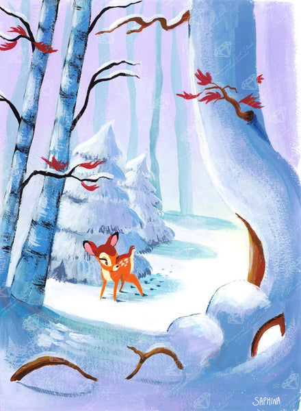 Snowy Baby Deer - Paint with Diamonds Kit