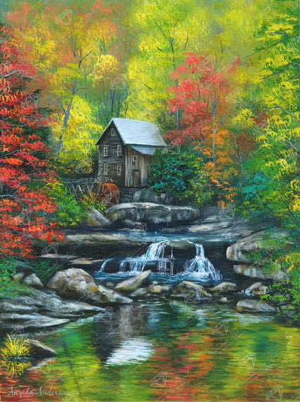 Rustic Autumn Mill Waterfall