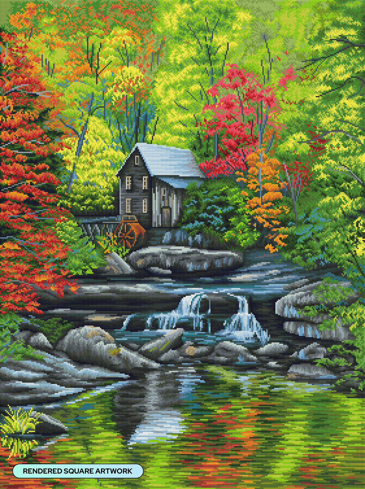 Rustic Autumn Mill Waterfall