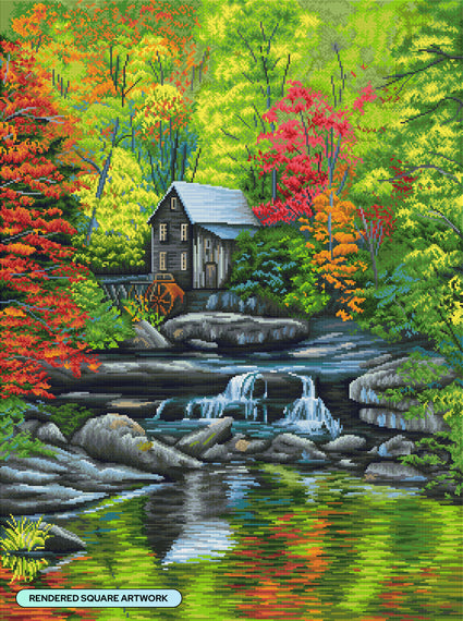 Rustic Autumn Mill Waterfall