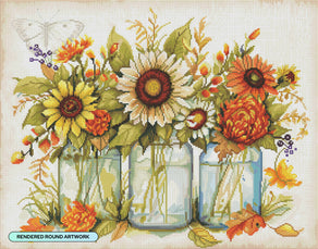 Sunflowers in Mason Jars