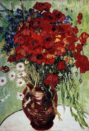 Vase Avec Marguerites At Coquelicot