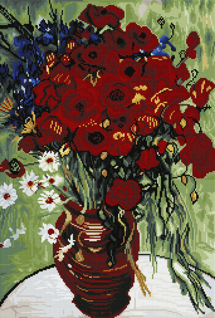 Vase Avec Marguerites At Coquelicot