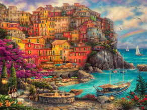 Diamond Painting A Beautiful Day at Cinque Terre 36.6" x 27.6″ (93cm x 70cm) / Square with 57 Colors including 2 ABs / 102,213