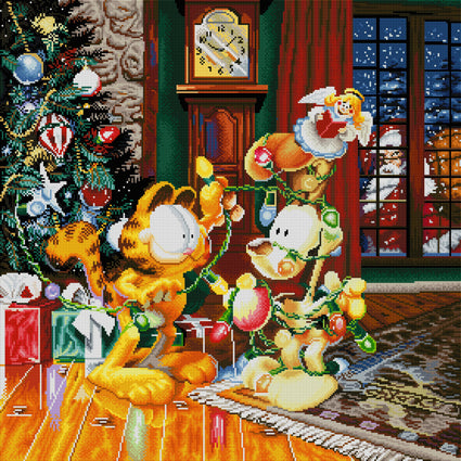 Diamond Painting A Garfield™ Christmas 27.6" x 27.6″ (70cm x 70cm) / Square with 59 Colors including 4 ABs / 76,729