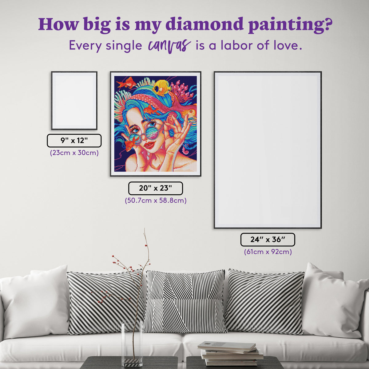 Diamond Painting A Kind of Magic 20" x 23" (50.7cm x 58.8cm) / Round With 40 Colors Including 3 ABs and 1 Electro Diamonds / 38,010