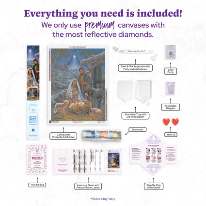 Diamond Painting A Savior is Born 25.6" x 34.3" (65cm x 86.9cm) / Square with 59 Colors including 1 AB and 2 Fairy Dust Diamonds / 91,089