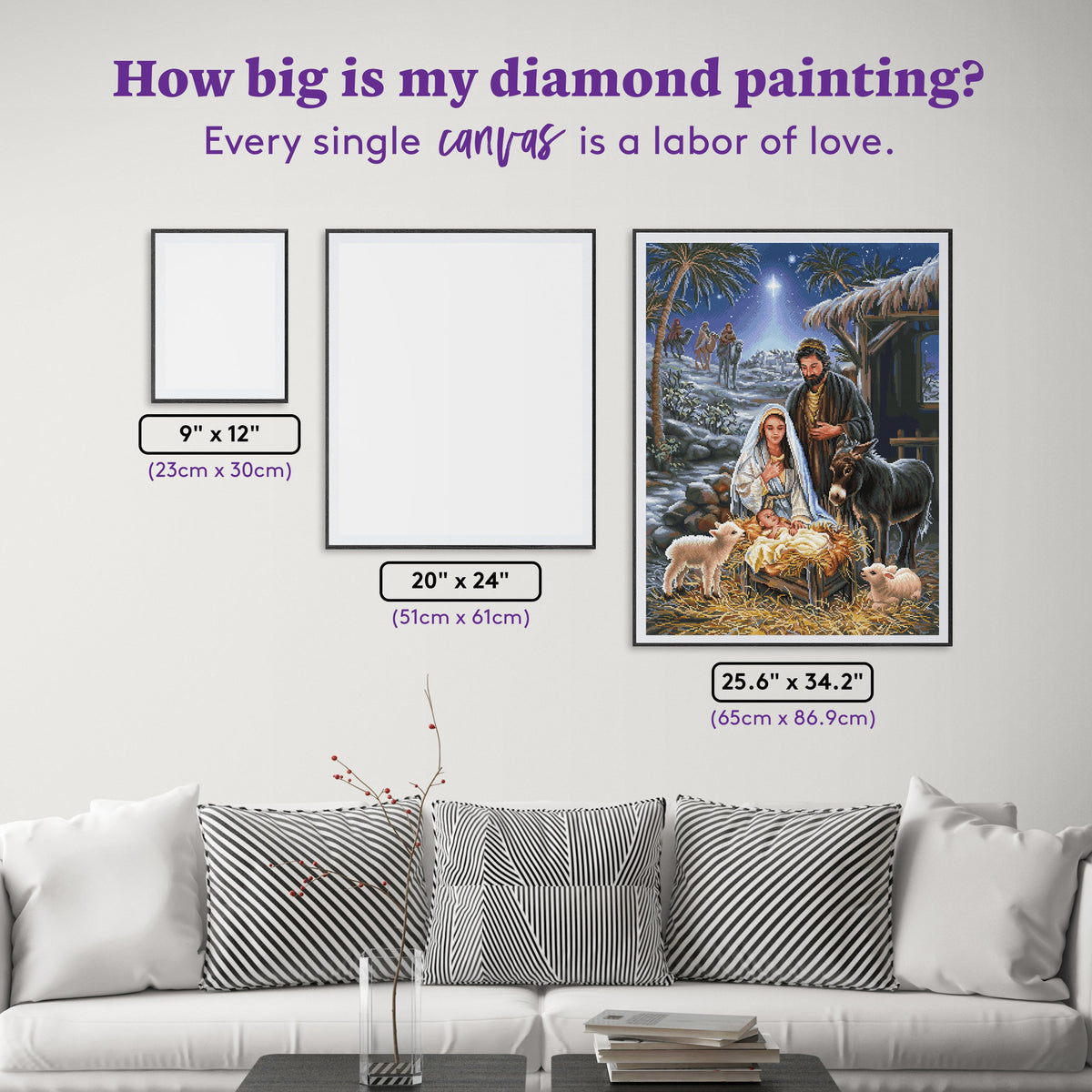 Diamond Painting A Savior is Born 25.6" x 34.3" (65cm x 86.9cm) / Square with 59 Colors including 1 AB and 2 Fairy Dust Diamonds / 91,089