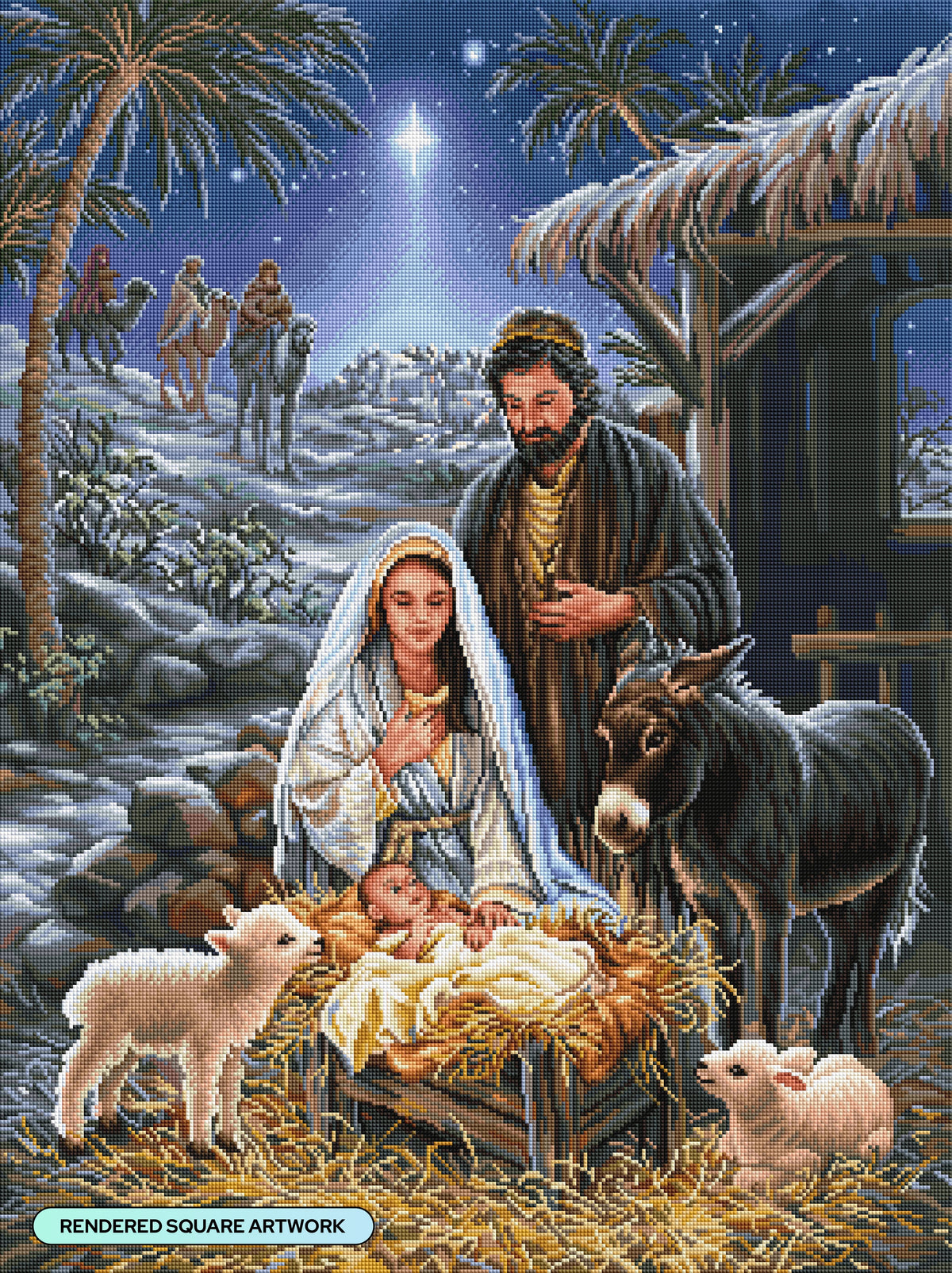 Diamond Painting A Savior is Born 25.6" x 34.3" (65cm x 86.9cm) / Square with 59 Colors including 1 AB and 2 Fairy Dust Diamonds / 91,089