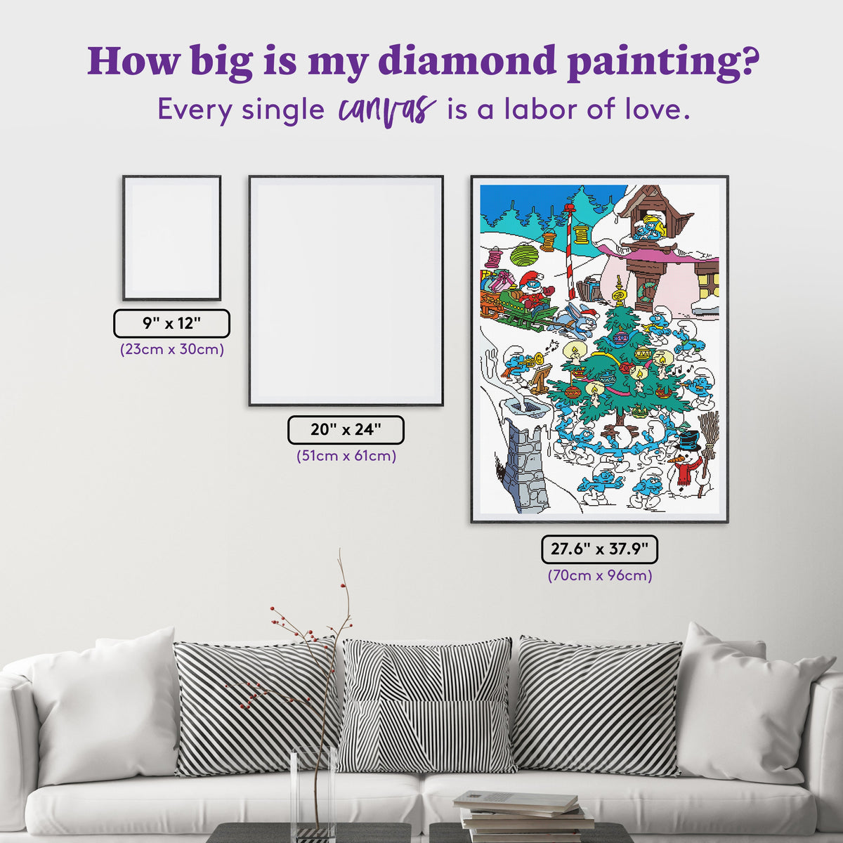 Diamond Painting A Smurfy Christmas 27.6" x 37.9" (70cm x 96cm) / Square with 52 Colors including 2 ABs and 2 Fairy Dust Diamonds / 108,747