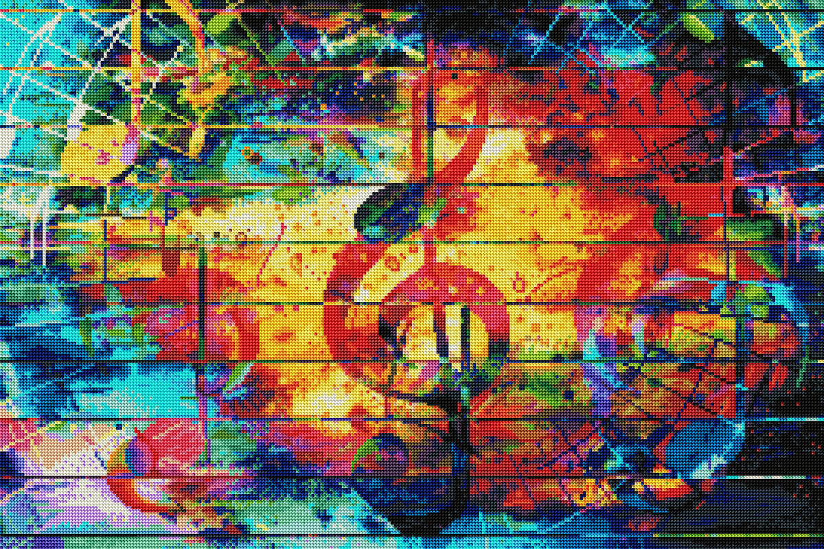 Diamond Painting Abstract Music Notes 30" x 20″ (76cm x 51cm) / Round with 46 Colors including 2 ABs / 48,600