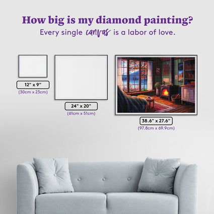 Diamond Painting Afternoon Hearth 38.6" x 27.6" (97.8cm x 69.9cm) / Square with 77 Colors including 2 ABs and 4 Fairy Dust Diamonds / 110,433