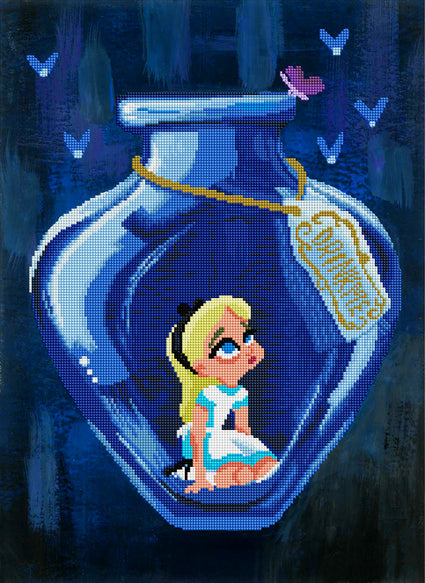 Diamond Painting Alice In A Bottle 16" x 22″ (41cm x 56cm) / Square with 28 Colors including 2 ABs / 16,690