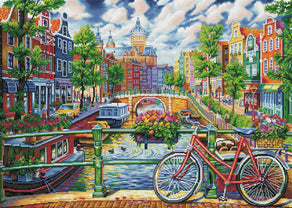 Diamond Painting Amsterdam Canal 38.6" x 27.6″ (98cm x 70cm) / Square with 65 Colors including 4 ABs / 107,476