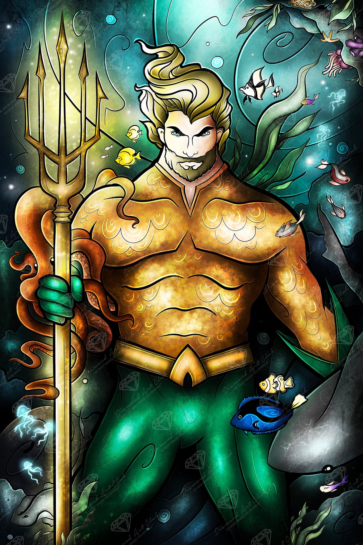 Diamond Painting Aquaman™ 22" x 33" (55.8cm x 83.7cm) / Square with 72 Colors including 3 ABs / 75,264