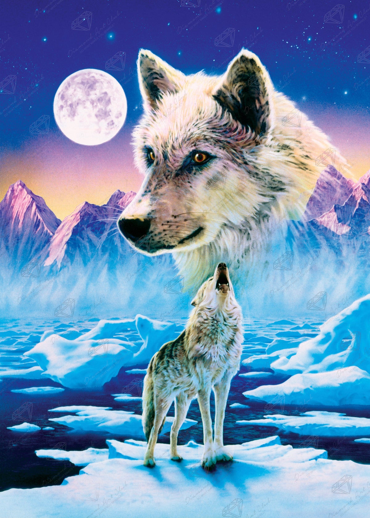 Diamond Painting Arctic Wolves 20" x 28″ (51cm x 71cm) / Round with 42 Colors including 2 ABs / 45,360