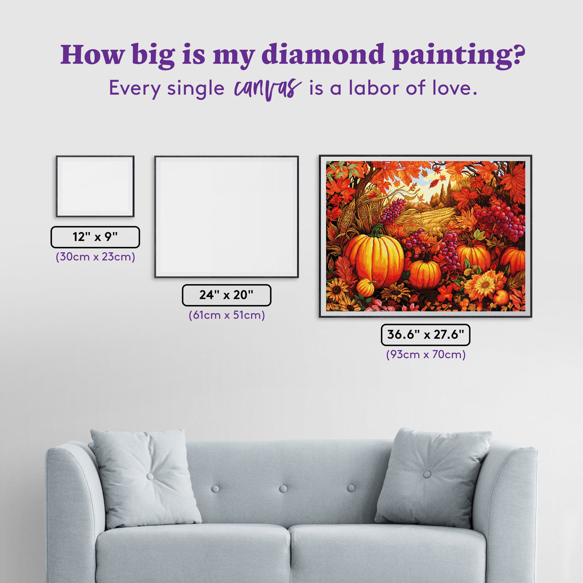 Diamond Painting Autumn Colors 36.6" x 27.6" (93cm x 70cm) / Square with 51 Colors including 2 ABs and 2 Fairy Dust Diamonds / 104,813