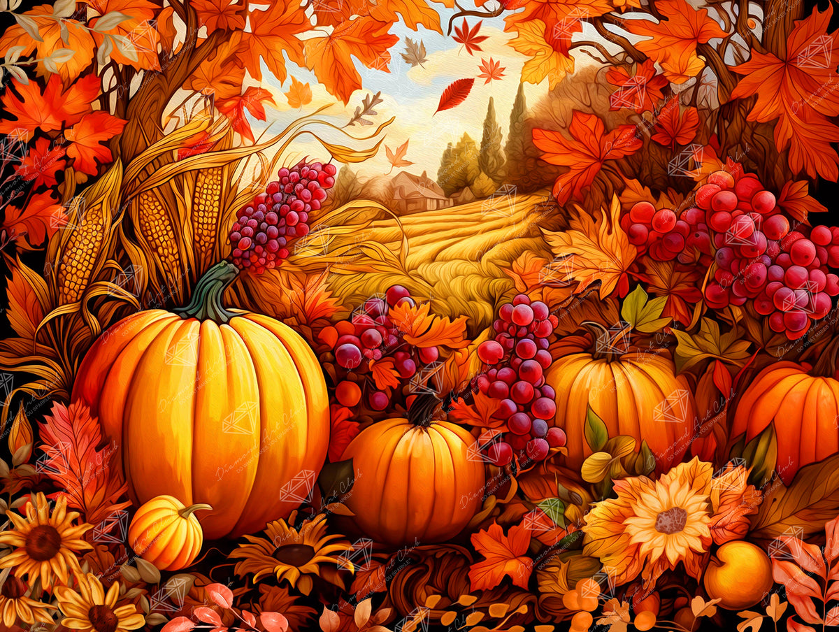 Diamond Painting Autumn Colors 36.6" x 27.6" (93cm x 70cm) / Square with 51 Colors including 2 ABs and 2 Fairy Dust Diamonds / 104,813