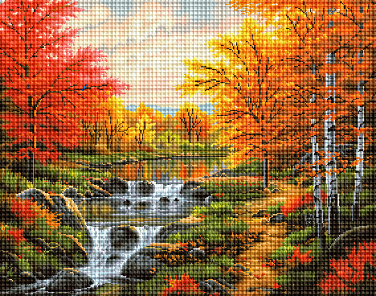 Diamond Painting Autumn Glory 28" x 22" (70.7cm x 55.8cm) / Square with 49 Colors including 4 ABs / 63,616