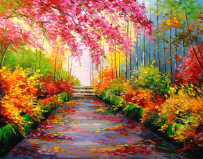 Diamond Painting Autumn Path 22" x 28″ (56cm x 71cm) / Round with 45 Colors including 2 ABs / 49,896