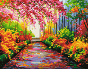 Diamond Painting Autumn Path 28" x 22″ (71cm x 56cm) / Round with 45 Colors including 2 ABs / 49,896