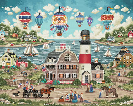 Diamond Painting Balloons Over the Bay 34.3" x 27.6" (87cm x 70cm) / Square with 42 Colors including 5 ABs / 95,565