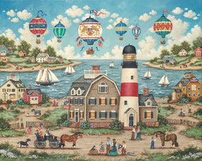 Diamond Painting Balloons Over the Bay 34.3" x 27.6" (87cm x 70cm) / Square with 42 Colors including 5 ABs / 95,565