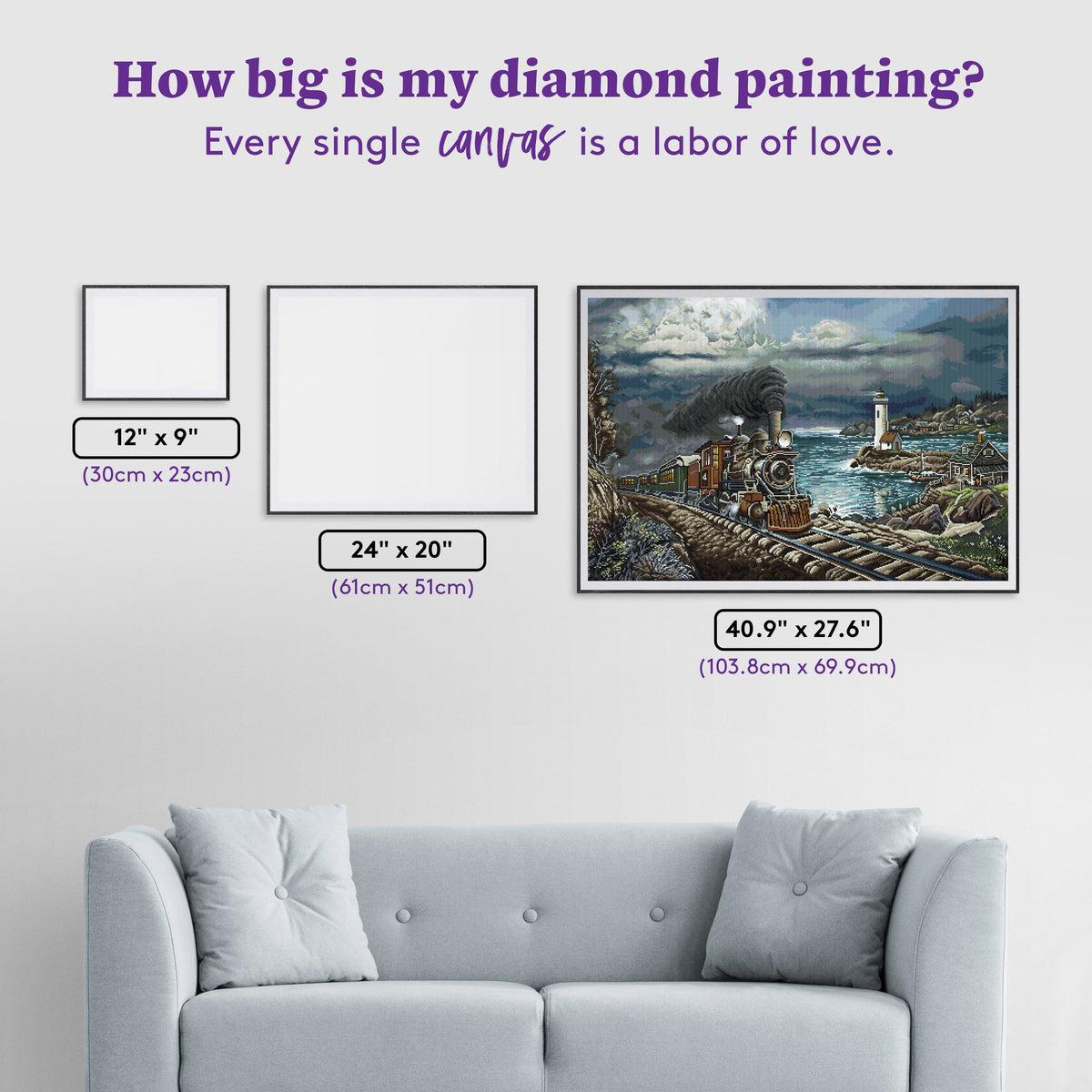 Diamond Painting Bar Harbor 40.9" x 27.6" (103.8cm x 69.9cm) / Square with 51 Colors including 3 ABs and 2 Fairy Dust Diamonds / 117,177