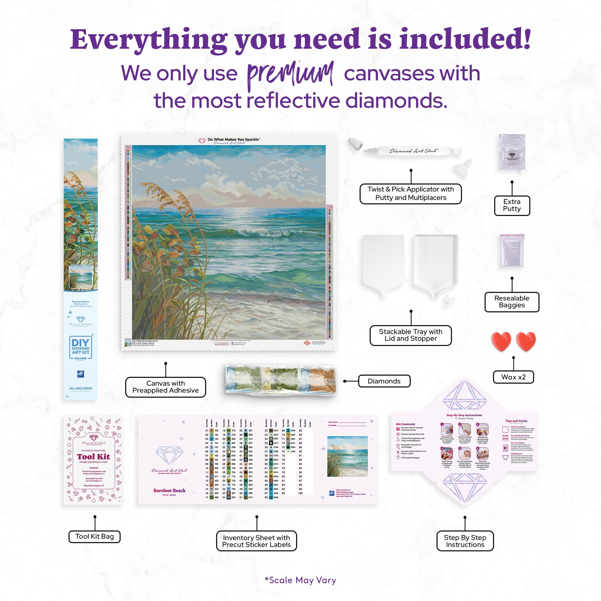 Diamond Painting Barefoot Beach 27.6" x 27.6" (70cm x 70cm) / Square with 74 Colors including 4 ABs and 2 Fairy Dust Diamonds / 78,961