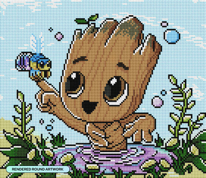 Diamond Painting Bathtime and Bee 15" x 13" (38.1cm x 32.8cm) / Round with 26 Colors including 2 ABs and 2 Fairy Dust Diamonds / 15,912