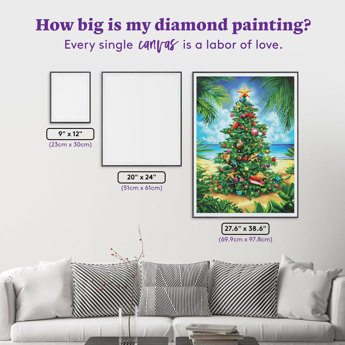 Diamond Painting Beach Christmas Tree 27.6" x 38.6" (69.9cm x 97.8cm) / Square with 65 Colors including 4 ABs and 3 Fairy Dust Diamonds / 110,433