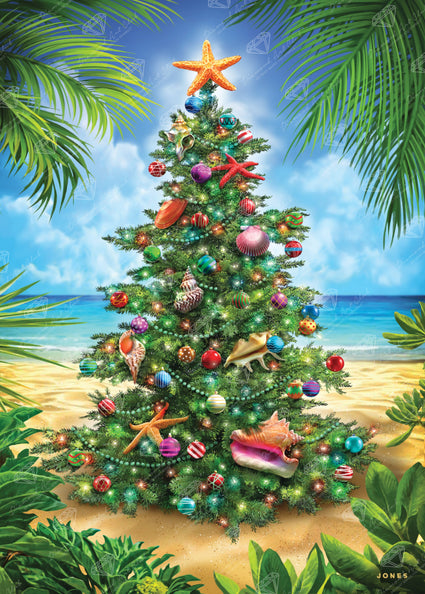 Diamond Painting Beach Christmas Tree 27.6" x 38.6" (69.9cm x 97.8cm) / Square with 65 Colors including 4 ABs and 3 Fairy Dust Diamonds / 110,433