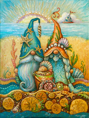 Diamond Painting Beach Gnomes 22" x 29" (55.8cm x 73.7cm) / Square with 80 Colors including 2 ABs and 4 Fairy Dust Diamonds / 66,304