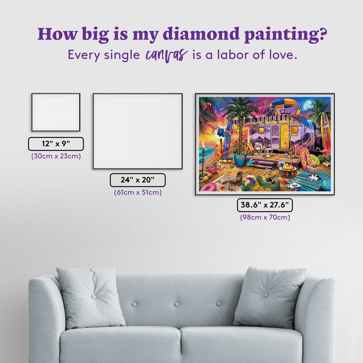 Diamond Painting Beach Vacation 38.6" x 27.6" (98cm x 70cm) / Square with 74 Colors including 3 ABs and 1 Special Diamonds / 109,757