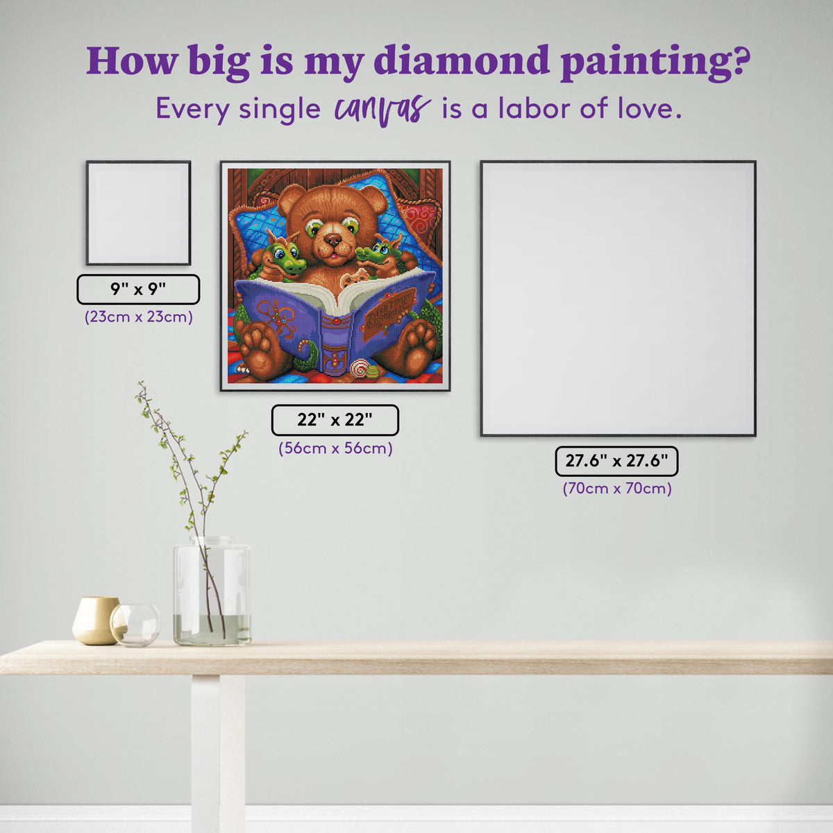 Diamond Painting Beartime Stories 22" x 22″ (56cm x 56cm) / Round with 44 Colors including 4 ABs / 39,601