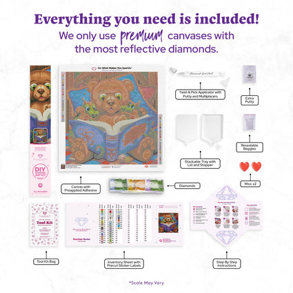 Diamond Painting Beartime Stories 22" x 22″ (56cm x 56cm) / Round with 44 Colors including 4 ABs / 39,601