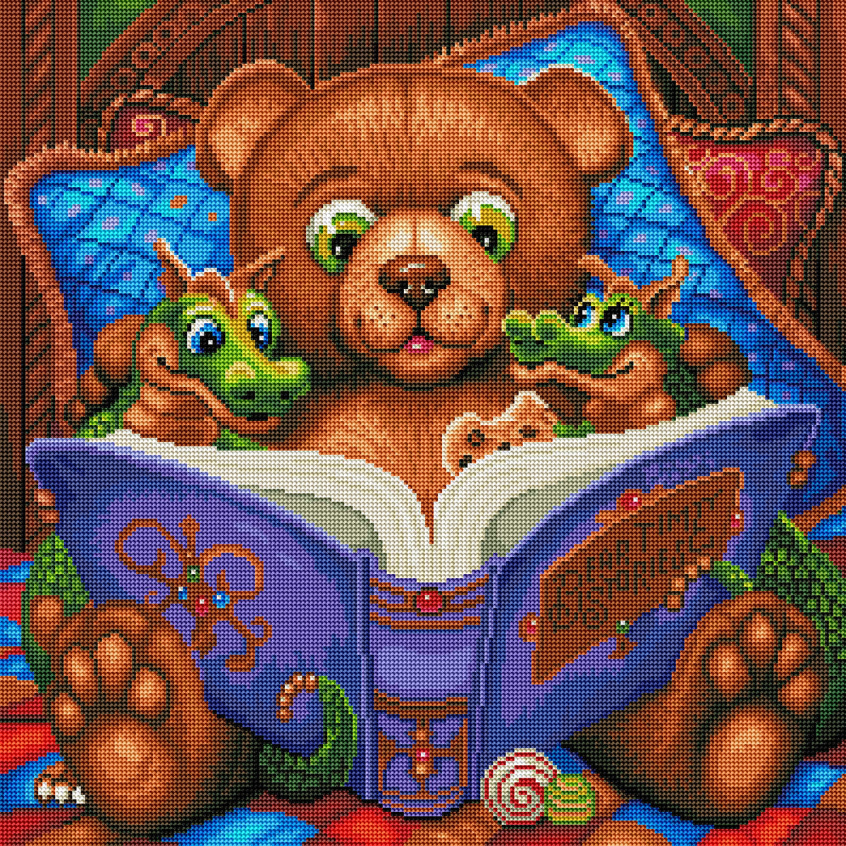 Diamond Painting Beartime Stories 22" x 22″ (56cm x 56cm) / Round with 44 Colors including 4 ABs / 39,601