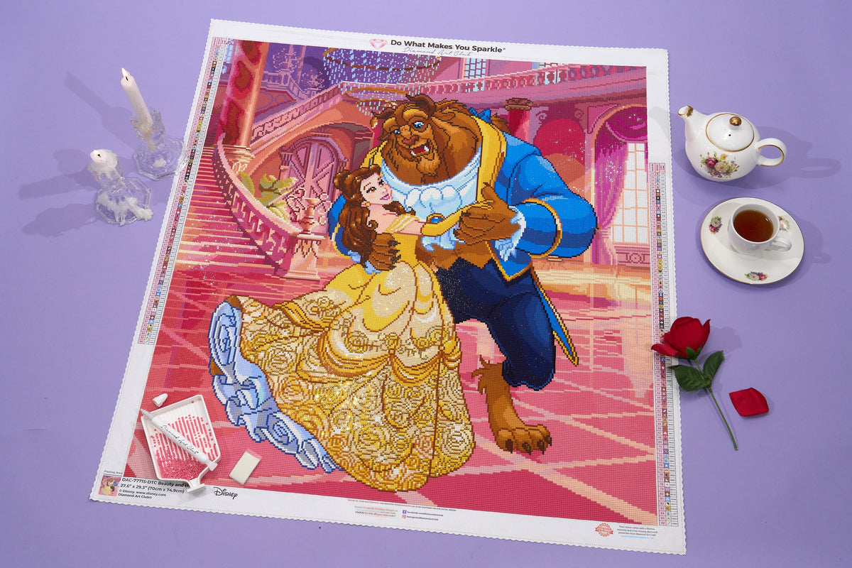 Diamond Painting Beauty and the Beast 27.6" x 29.3" (70cm x 74.9cm) / Square with 86 Colors including 2 ABs and 1 Electro Diamond and 1 Iridescent Diamond and 2 Fairy Dust Diamonds / 84,581