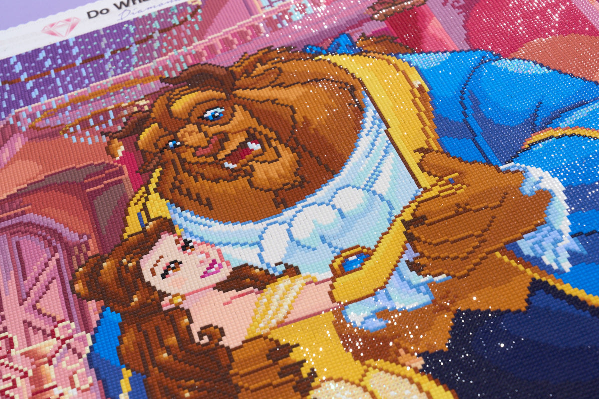 Diamond Painting Beauty and the Beast 27.6" x 29.3" (70cm x 74.9cm) / Square with 86 Colors including 2 ABs and 1 Electro Diamond and 1 Iridescent Diamond and 2 Fairy Dust Diamonds / 84,581