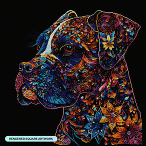 Diamond Painting Bentley the Stained Glass Boxer 25.6" x 25.6" (65cm x 65cm) / Square with 45 Colors including 4 ABs and 2 Fairy Dust Diamonds / 68,121