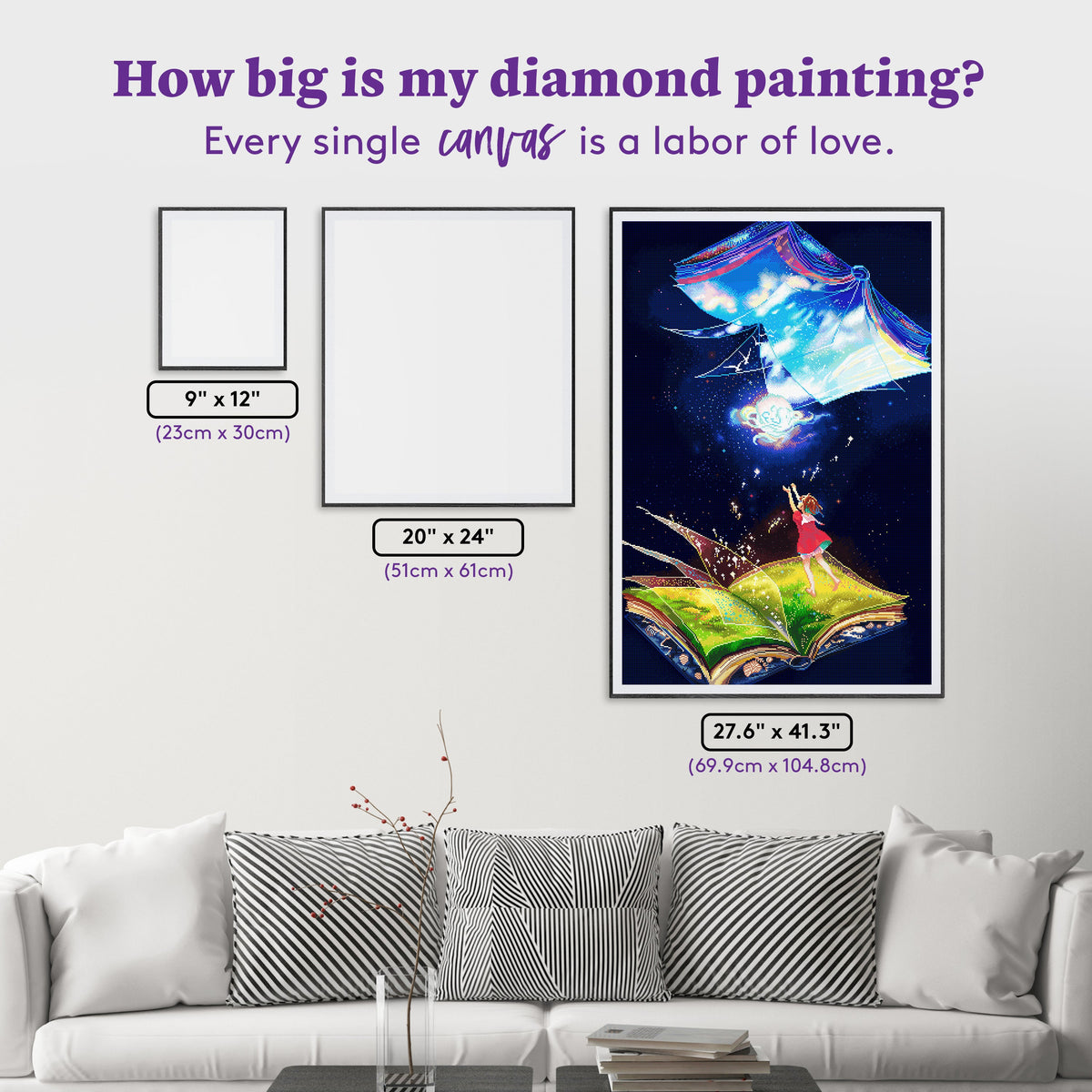 Diamond Painting Between Two Tomes 27.6" x 41.3" (69.9cm x 104.8cm) / Square with 90 Colors including 3 ABs and 3 Fairy Dust Diamonds / 118,301